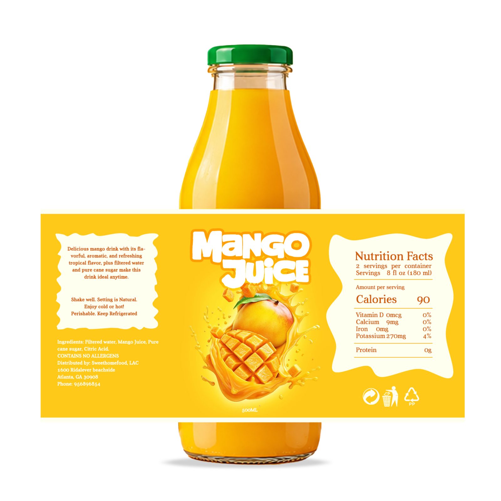 Mango Juice Label Design – Fruit Beverage Packaging